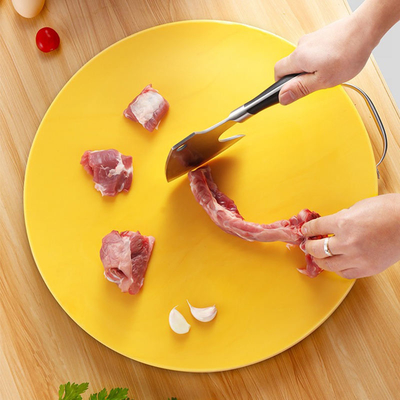 台所Ecoハンドルを持つ友好的な肉円形のポリエチレン プラスチックまな板